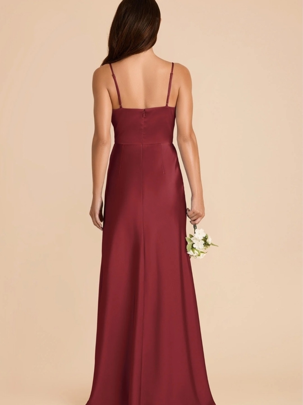 Birdy Grey Burgundy Elegant Spaghetti-Strap Maxi Theresa Dress Cascade Ruffle S - Picture 3 of 16